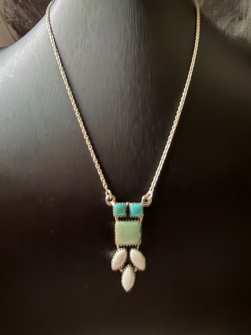 Sterling Silver Turquoise & White Pendant Necklace - Women's Jewelry
